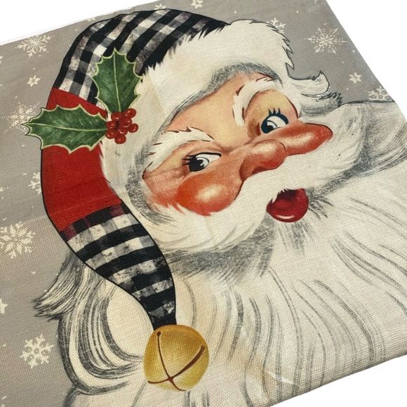 Red Christmas Pillow Covers 20x20 Set of 4 Santa Snowman Snowflake Farmhouse 176 - Picture 3 of 16